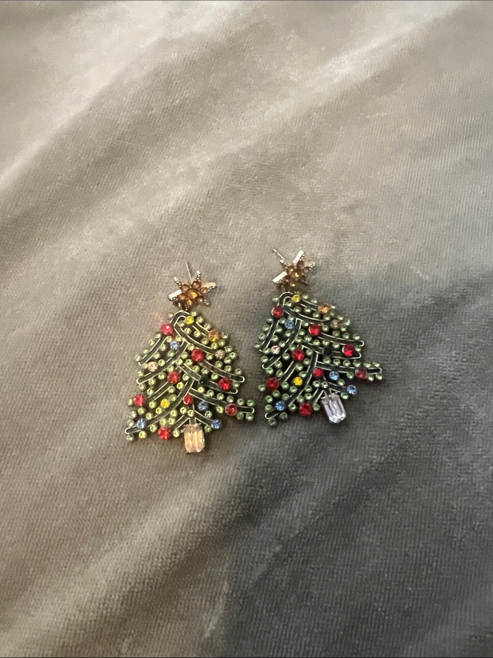 Festive Multicolor Christmas Tree Drop Earrings - Unbranded
